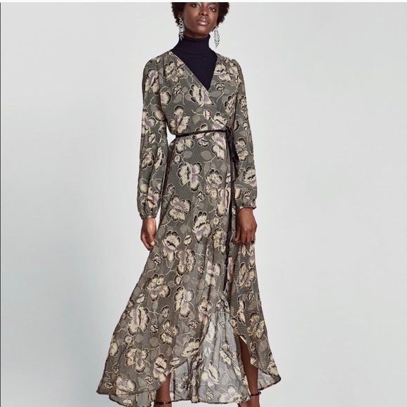 embroidered wrap dress